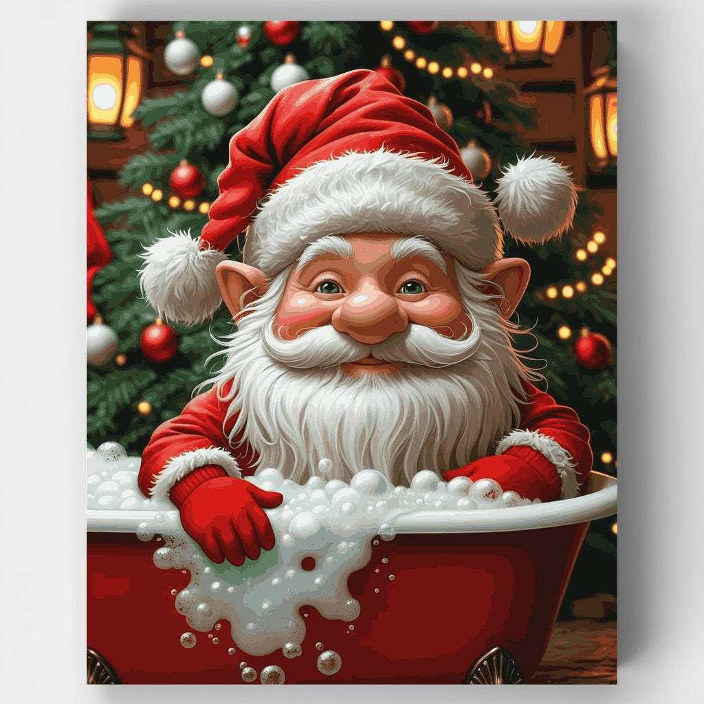 Santa Gnome Bubble Bath Christmas - Paint by Numbers Kit