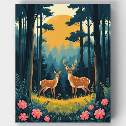 Forest Deer at Sunset - Paint by Numbers Kit