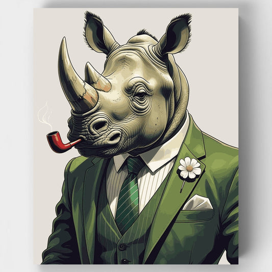 Dapper Rhinoceros Gentleman - Paint by Numbers Kit