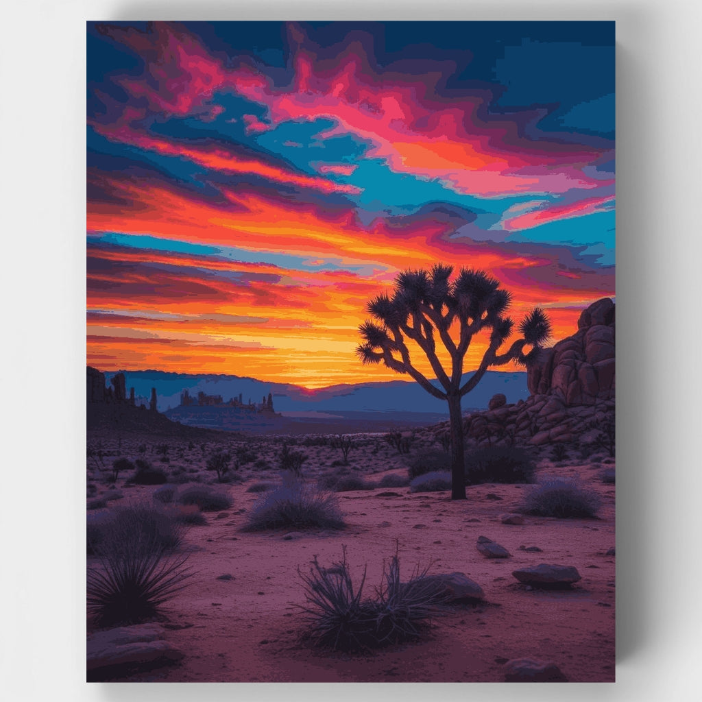 Kit de pintura por números: Atardecer en el Parque Nacional Joshua Tree — Estándar