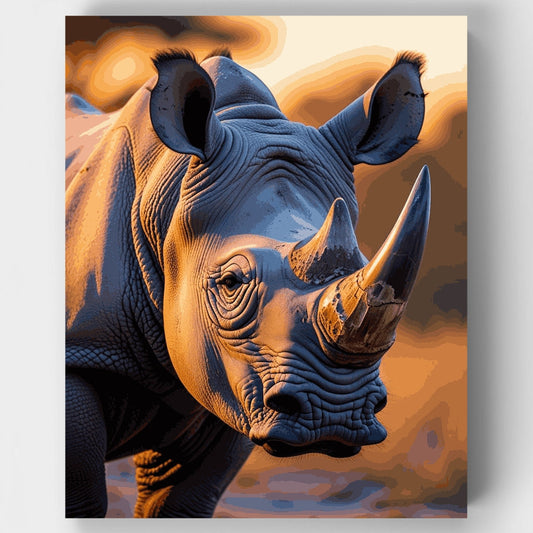 Majestic Rhinoceros in Golden Light - Paint by Numbers Kit