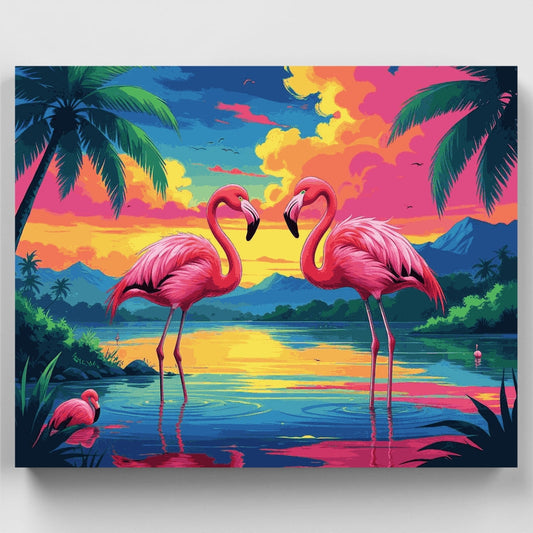 Flamingos in Paradise - Paint by Numbers Kit