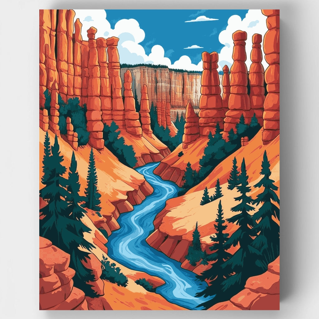 Kit de pintura por números: Hoodoos del Cañón del Río en el Parque Nacional Bryce Canyon — Estándar
