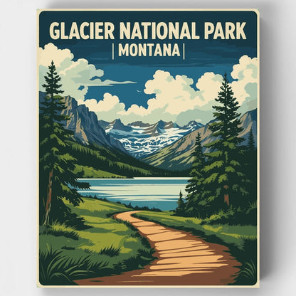 Glacier National Park Mountain Trail - Paint by Numbers Kit