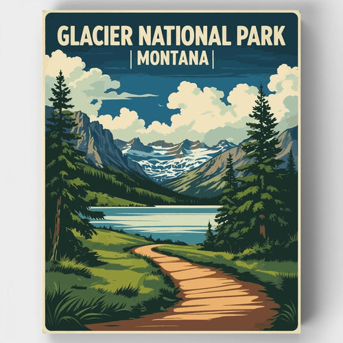 Glacier National Park Mountain Trail - Paint by Numbers Kit