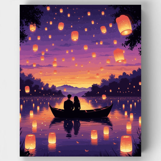 Lantern Festival Romance on the Lake - Paint by Numbers Kit
