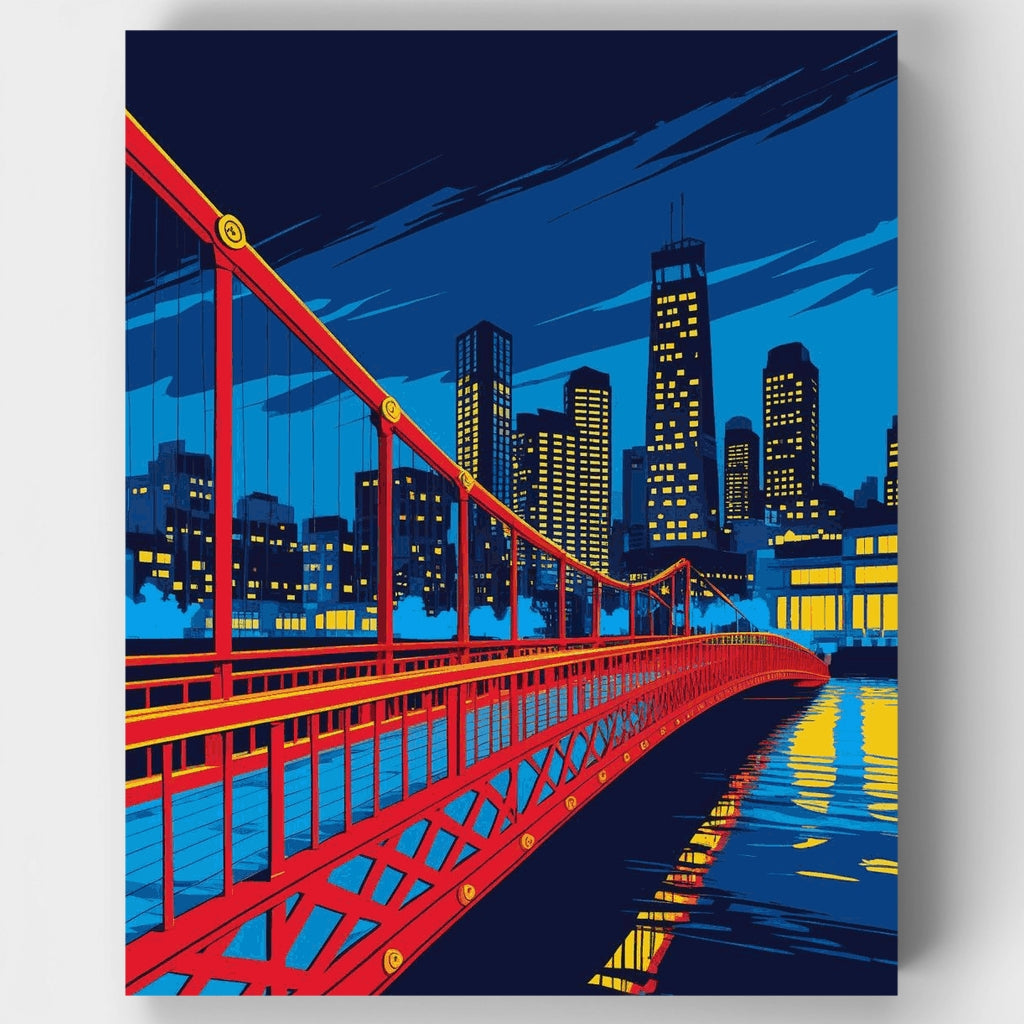 Kit de pintura por números - Puente de Chicago de noche — Estándar