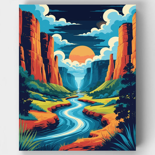 Arizona Canyon Sunset River - Paint by Numbers Kit