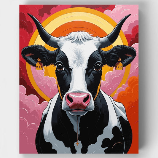 Sacred Cow with Sunset Halo - Paint by Numbers Kit
