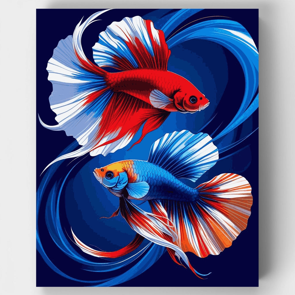 Kit de pintura por números: Danza de pez betta vibrante — Estándar