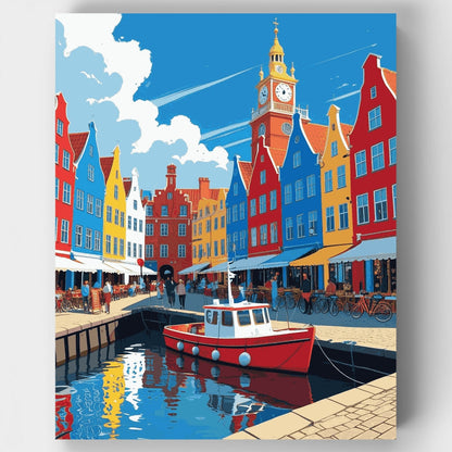 Copenhagen Harbor District - Paint by Numbers Kit