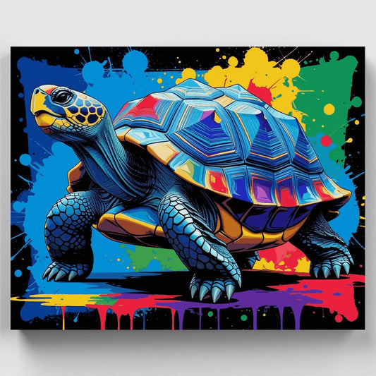 Vibrant Rainbow Tortoise - Paint by Numbers Kit