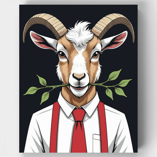 Dapper Goat in Business Attire - Paint by Numbers Kit