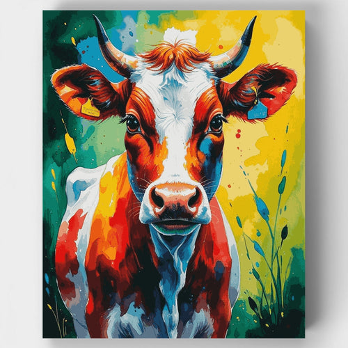 Vibrant Watercolor Cow - Paint by Numbers Kit
