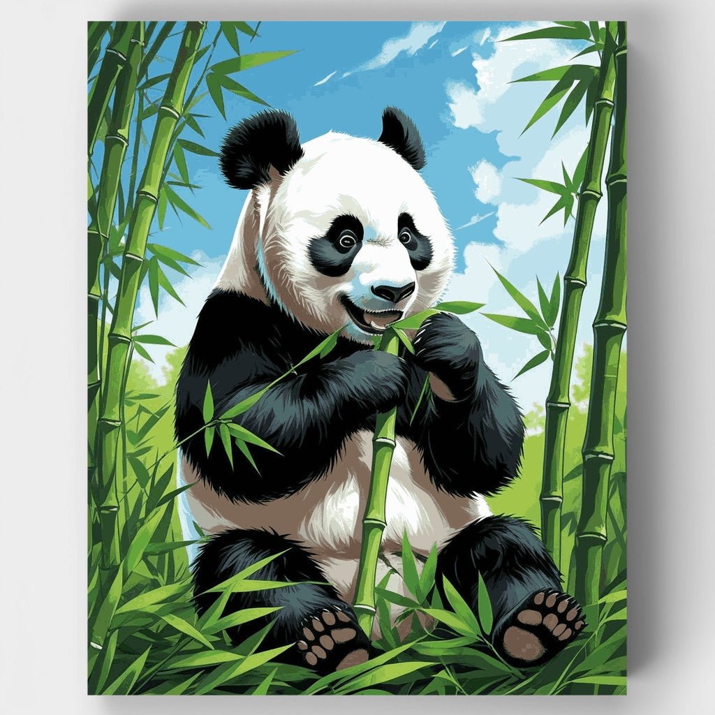 Kit de pintura por números: Panda comiendo bambú — Estándar