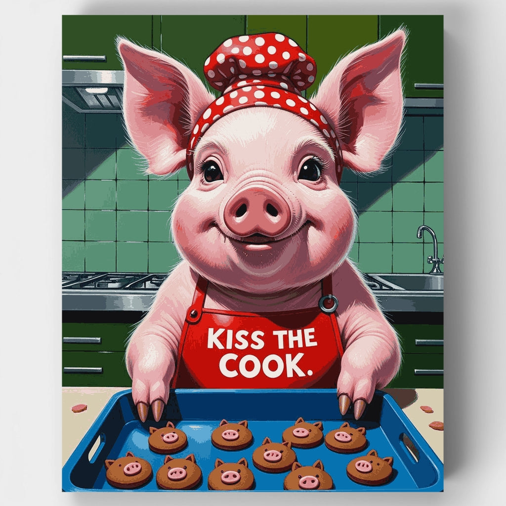 Kit de pintura por números: Cerdito "Besa al cocinero" — Estándar