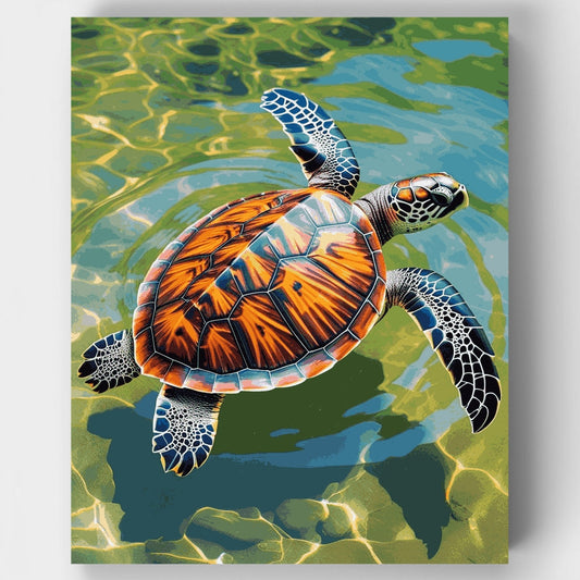 Sea Turtle in Crystal Waters - Paint by Numbers Kit