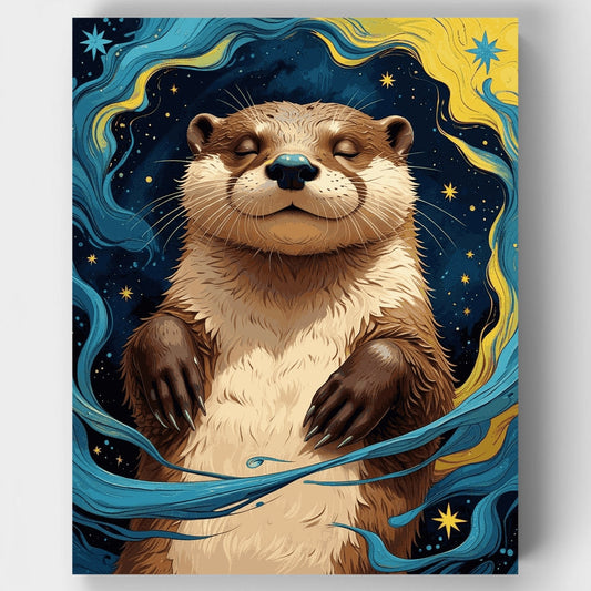 Serene Otter Under Starry Night - Paint by Numbers Kit