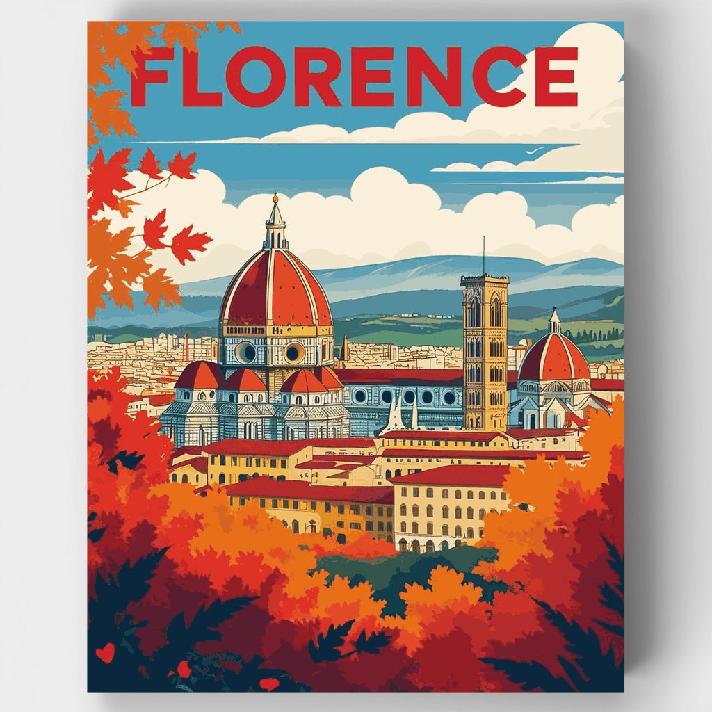 Florence Autumn Travel Poster Cityscape - Paint by Numbers Kit