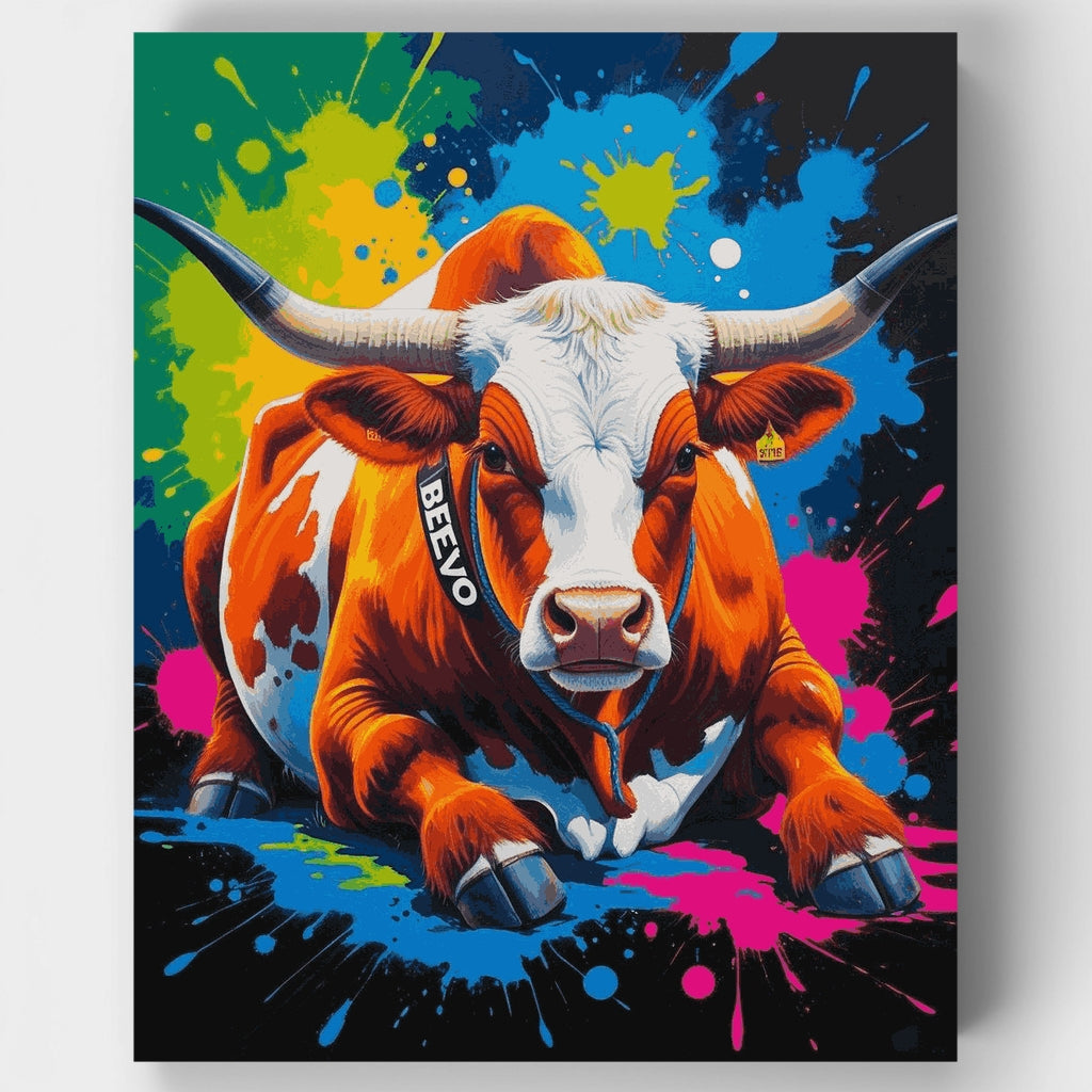 Toro Longhorn vibrante - Kit de pintura por números — Estándar