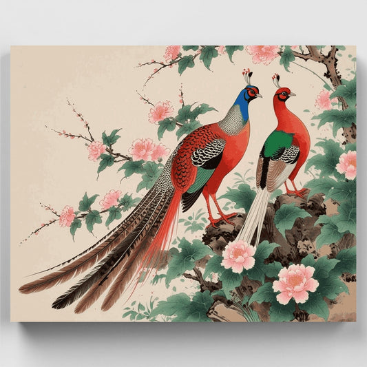 Pheasants in Bloom - Paint by Numbers Kit