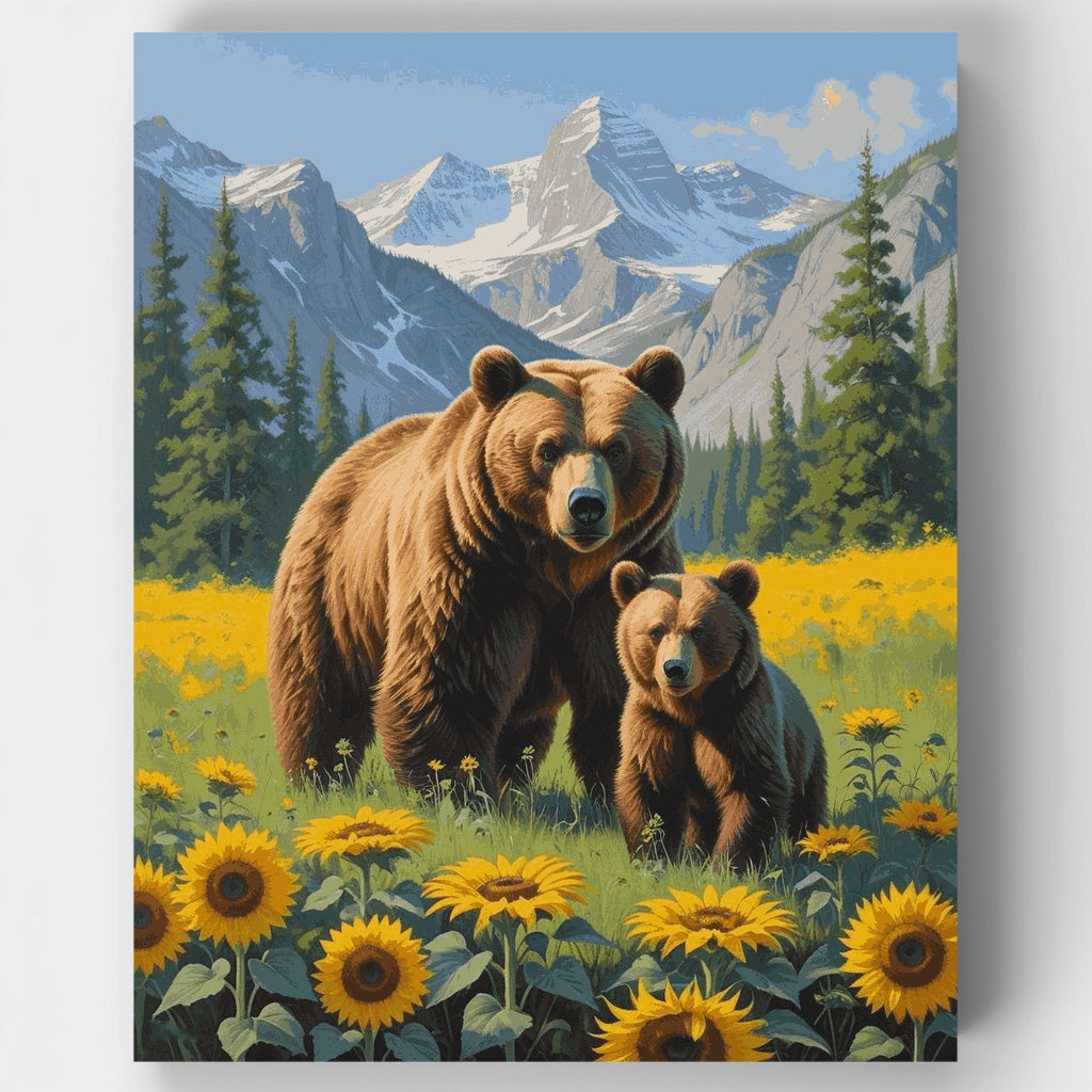 Bears in Sunflower Meadow - Paint by Numbers Kit