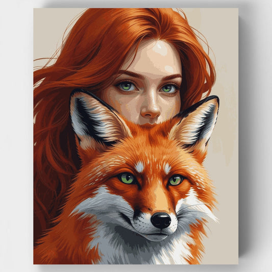 Woman with Fox Portrait - Paint by Numbers Kit