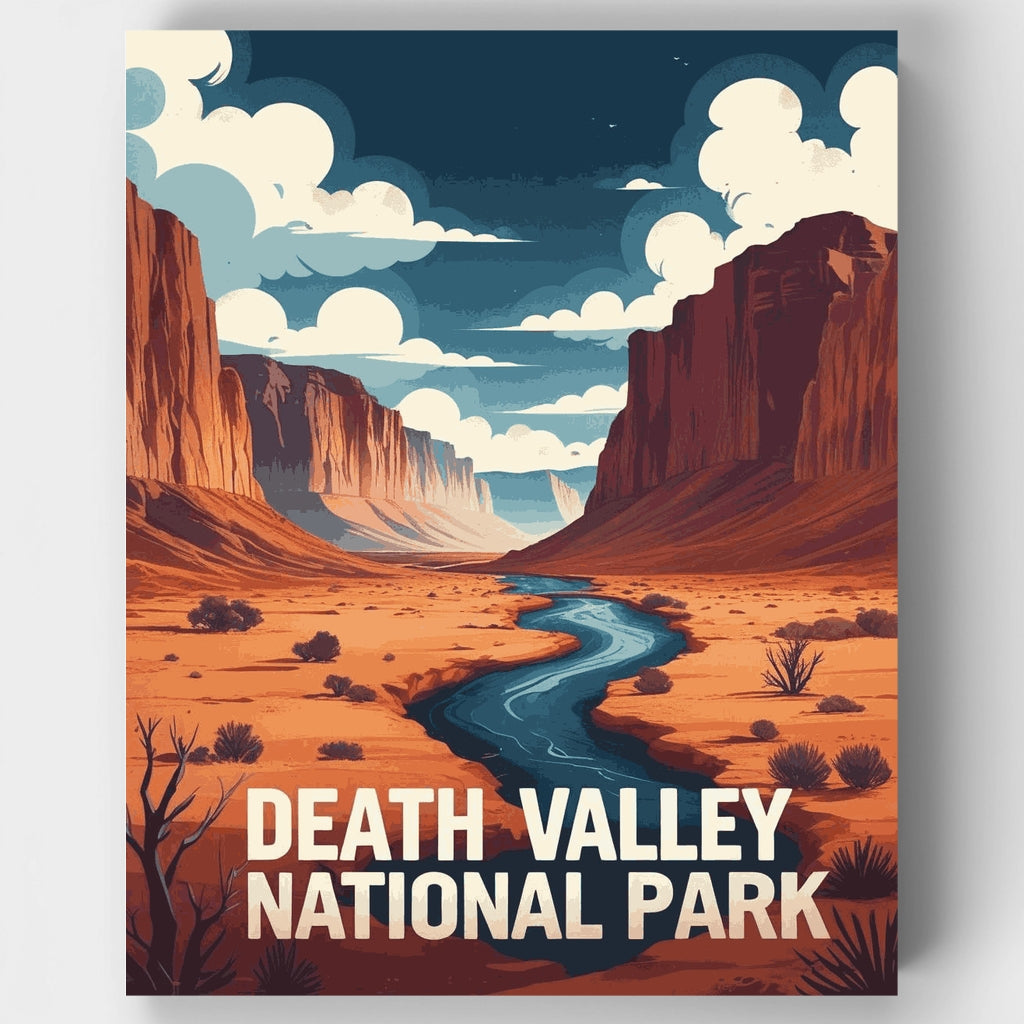 Kit de pintura por números: Paisaje de río serpenteante en el cañón del Valle de la Muerte — Estándar