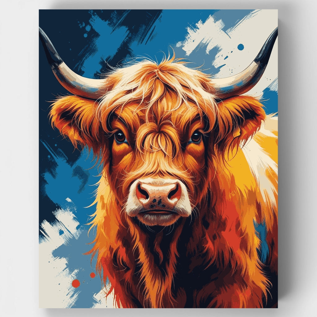 Kit de pintura por números - Majestuosa vaca de las Tierras Altas — Estándar