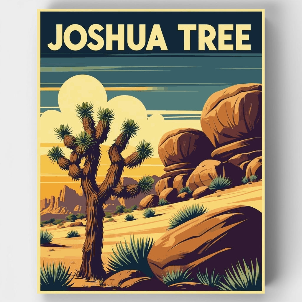 Kit de pintura por números: Paisaje del desierto de Joshua Tree — Estándar