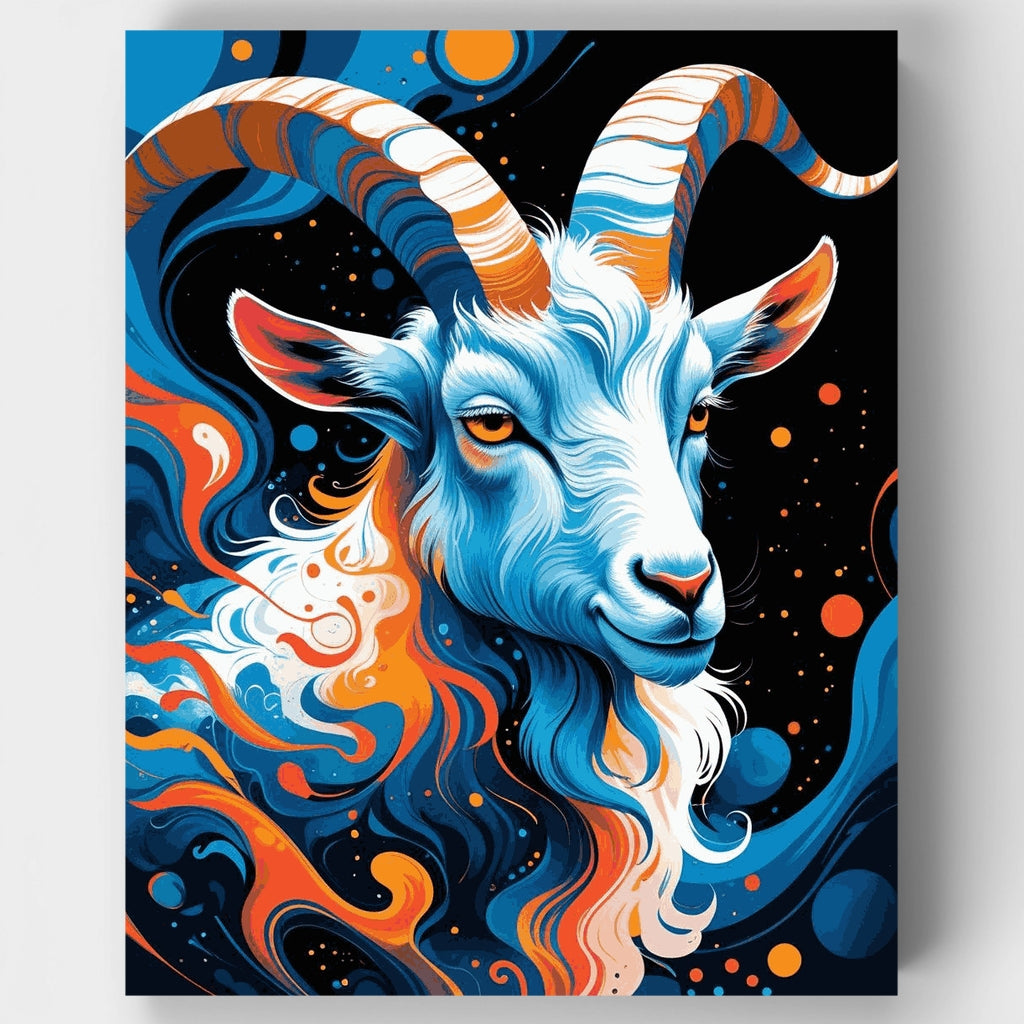 Cosmic Goat with Swirling Horns - Paint by Numbers Kit