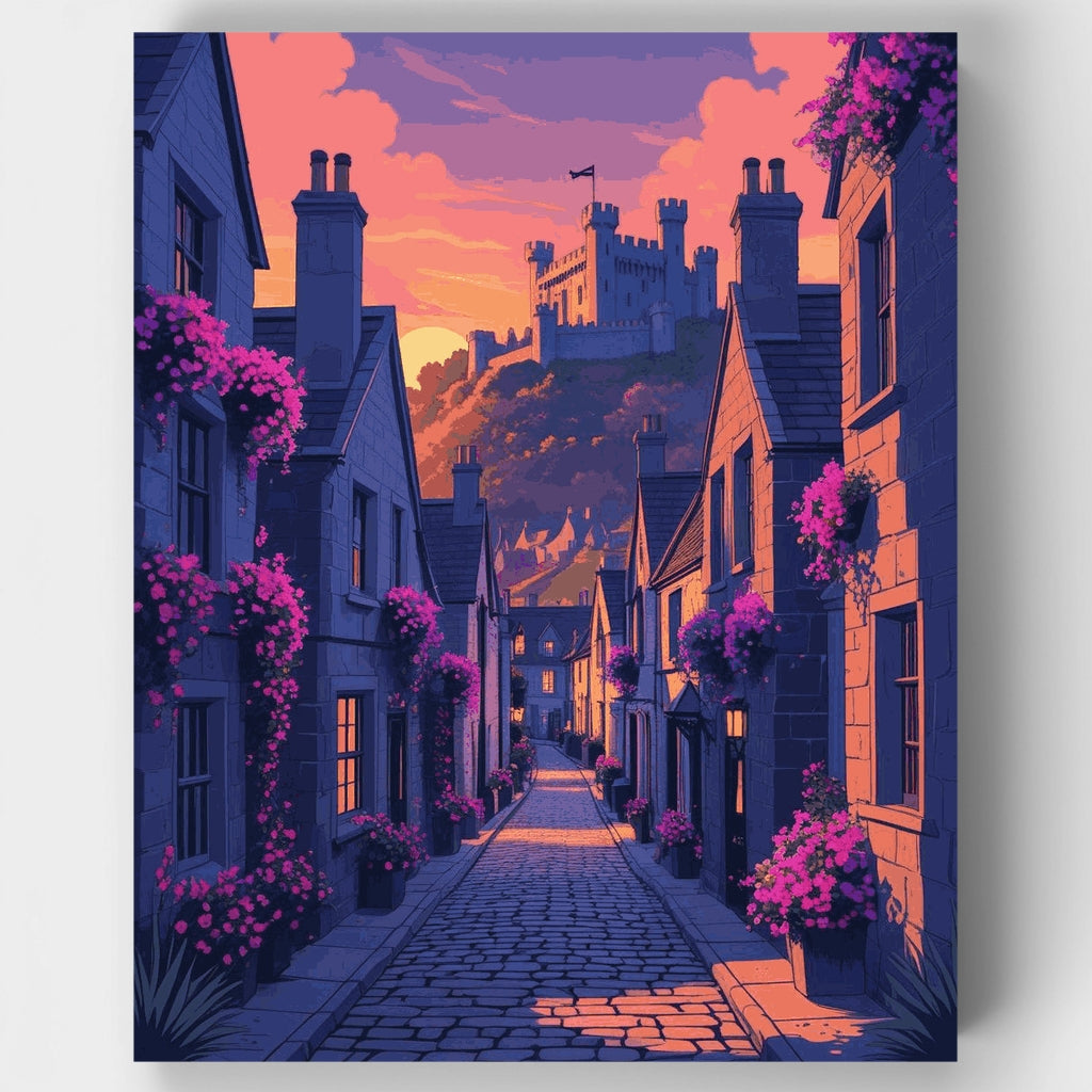 Castillo de Edimburgo al atardecer - Kit de pintura por números — Estándar