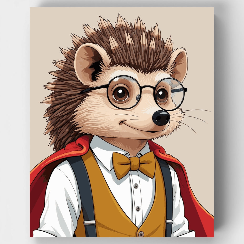 Erizo sofisticado con gafas - Kit de pintura por números — Estándar