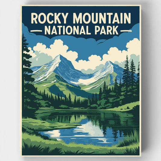 Rocky Mountain National Park Alpine Lake Reflection - Paint by Numbers Kit