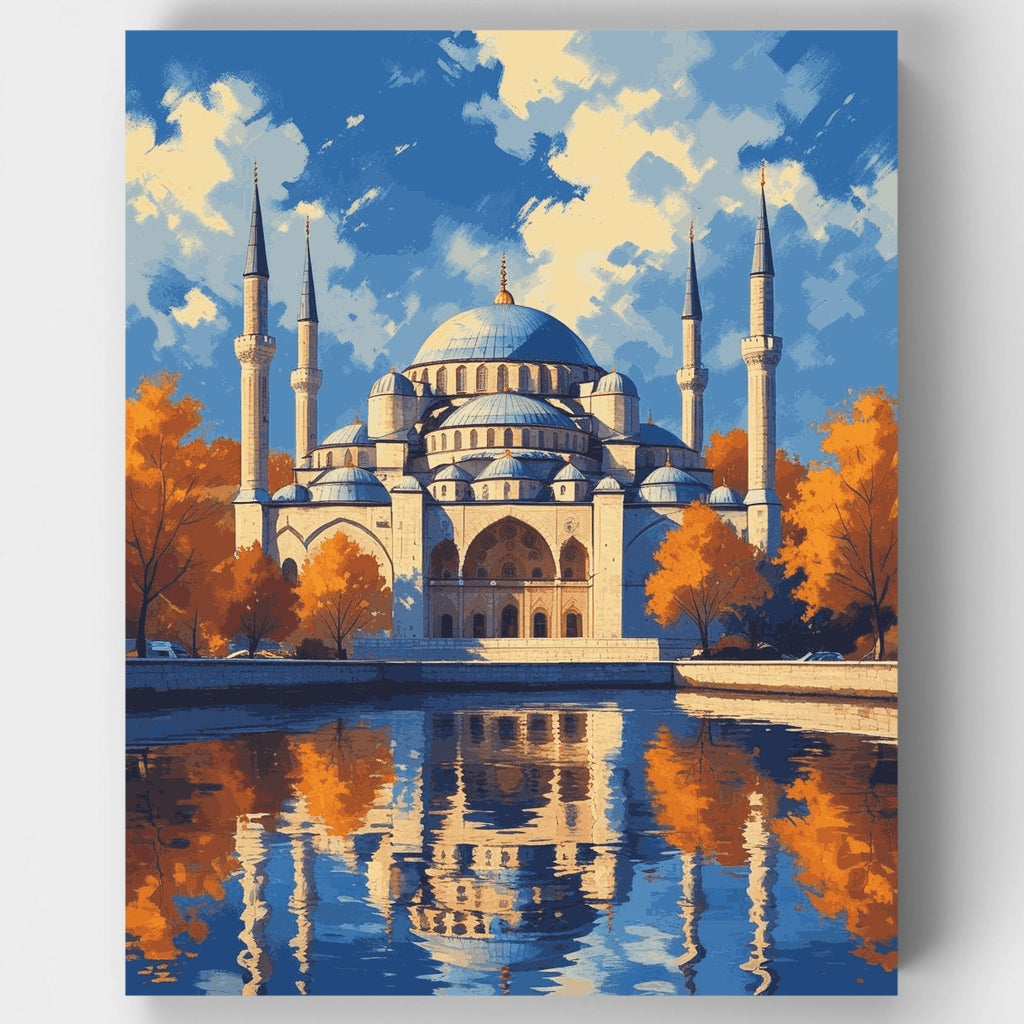 Istanbul Blue Mosque in Autumn - Paint by Numbers Kit