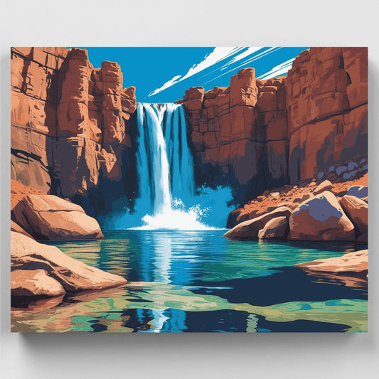Desert Canyon Waterfall - Paint by Numbers Kit