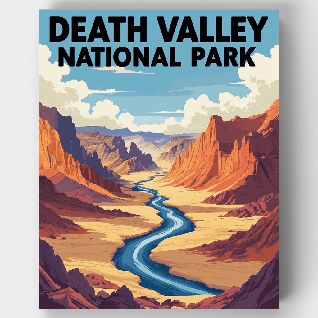 Kit de pintura por números: Vista del río del cañón en el Parque Nacional del Valle de la Muerte — Estándar