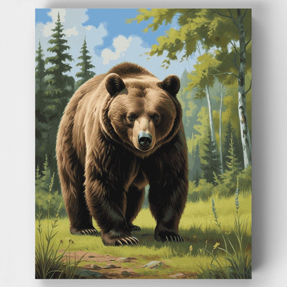Majestic Brown Bear in Forest - Paint by Numbers Kit
