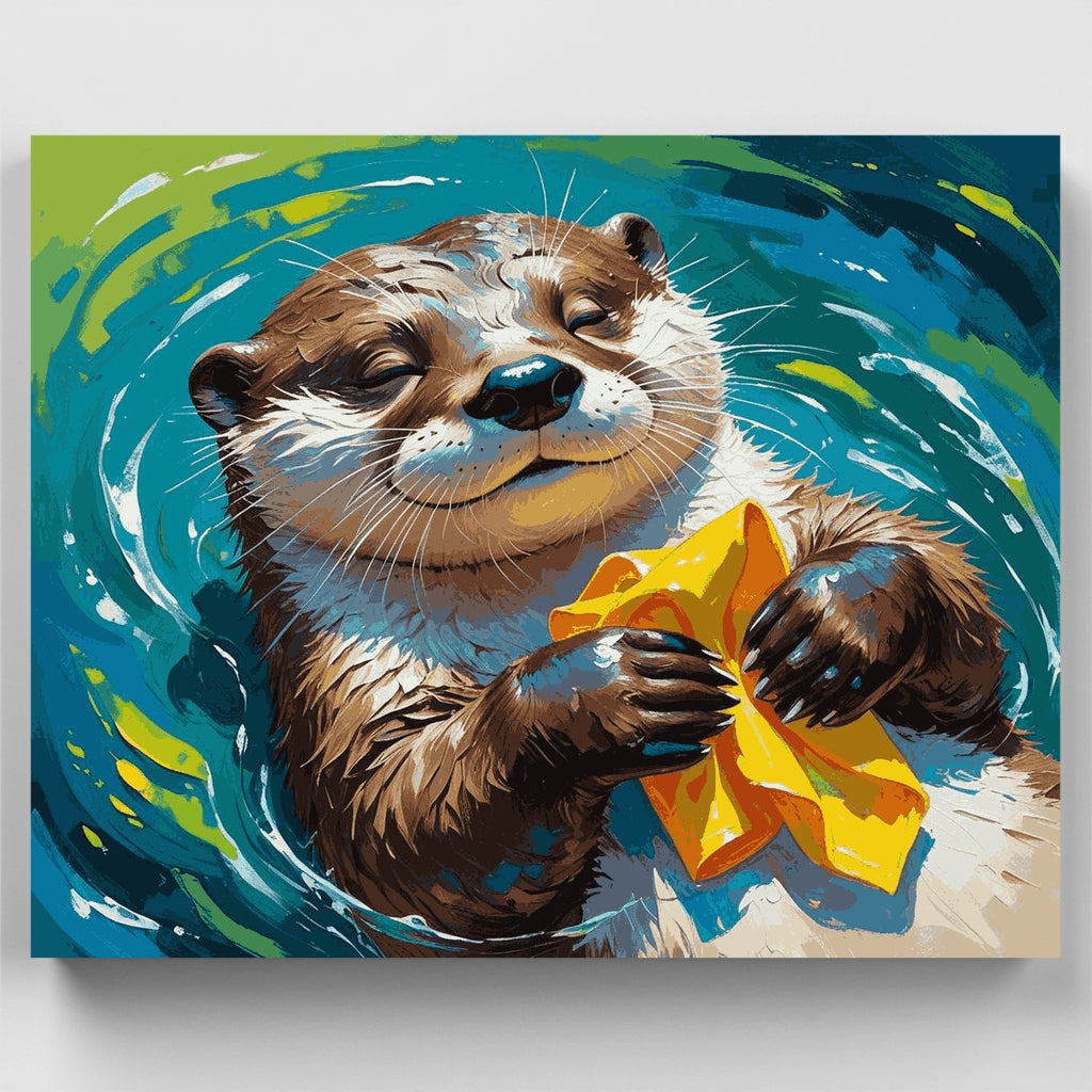 Otter with Yellow Flower - Paint by Numbers Kit