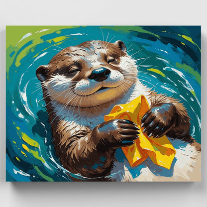Otter with Yellow Flower - Paint by Numbers Kit