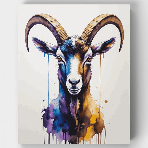 Colorful Goat with Horns - Paint by Numbers Kit
