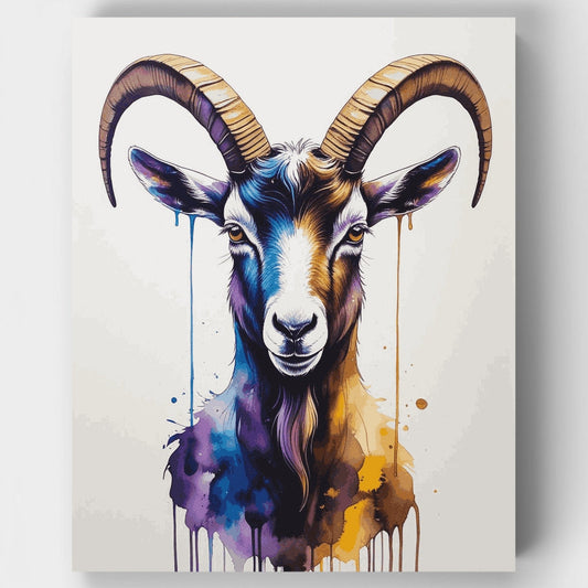 Colorful Goat with Horns - Paint by Numbers Kit