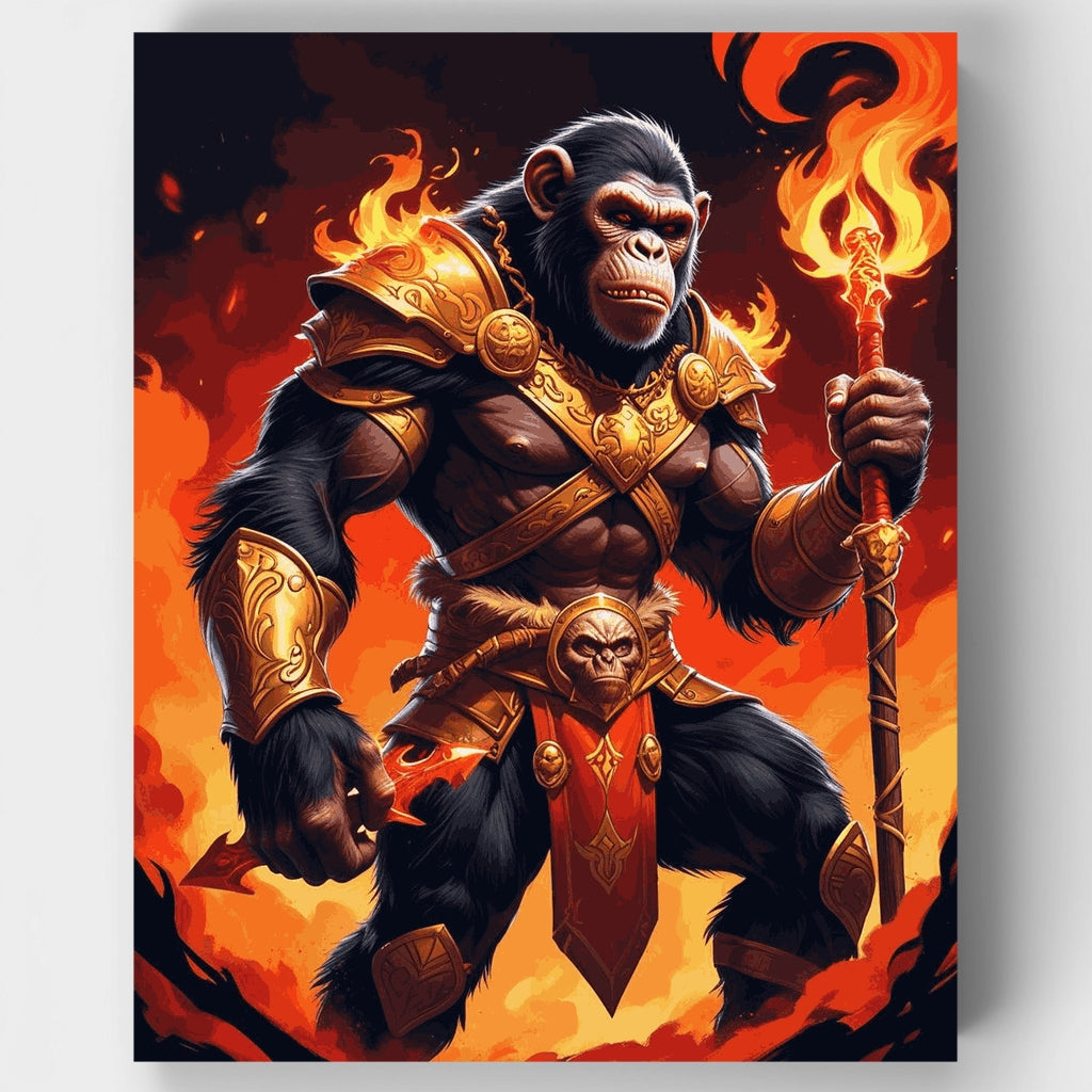 Chimpancé guerrero con armadura dorada - Kit de pintura por números — Estándar