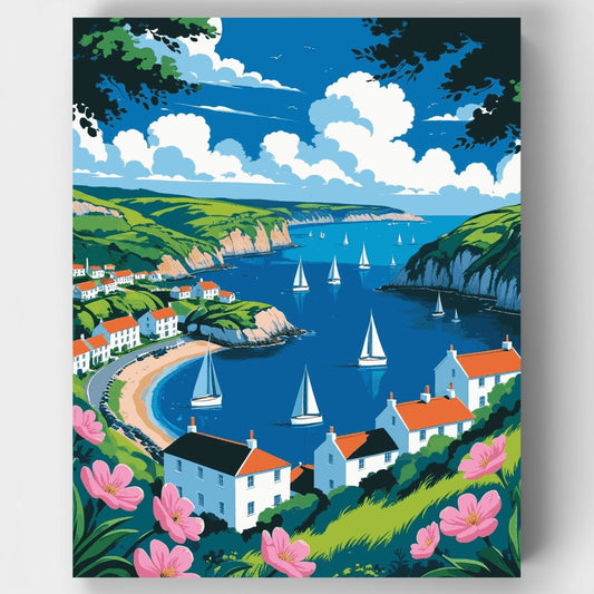 Cornwall Coastal Village - Paint by Numbers Kit