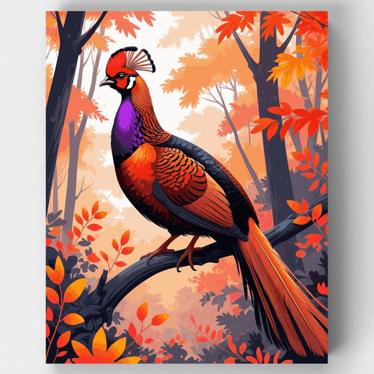 Vibrant Pheasant in Autumn Forest - Paint by Numbers Kit