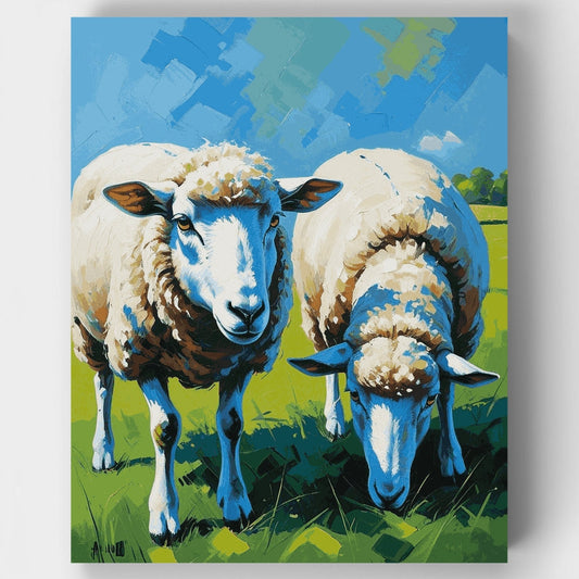 Two Sheep in Meadow - Paint by Numbers Kit