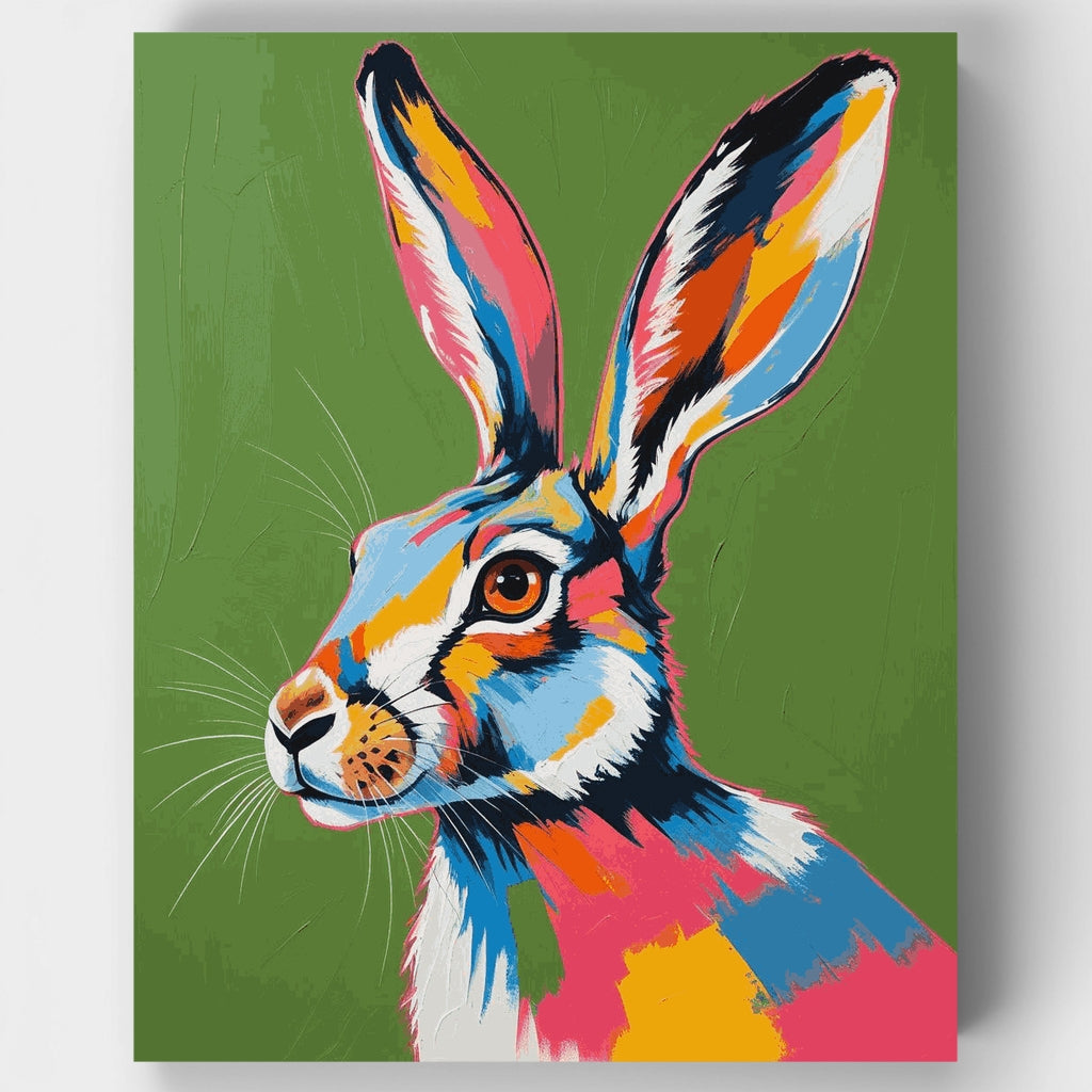 Vibrant Hare Portrait - Paint by Numbers Kit