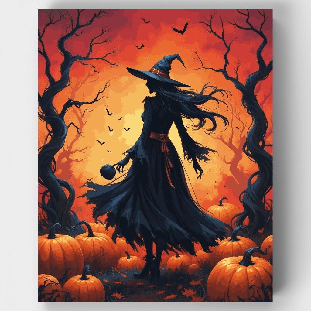 Witch in the Pumpkin Patch - Paint by Numbers Kit