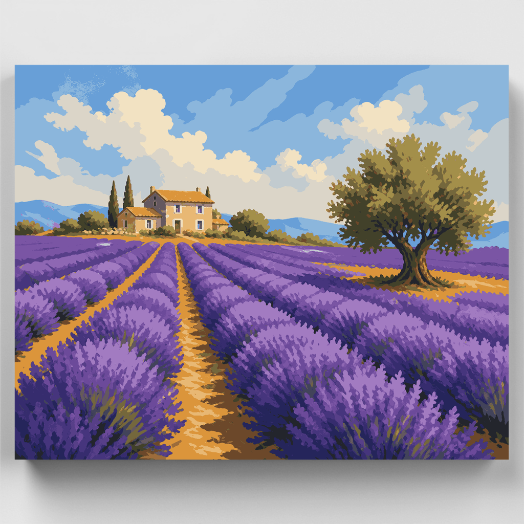 Kit de pintura por números: Hileras de lavanda en Provenza — Estándar