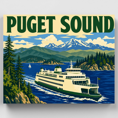 Puget Sound Ferry - Paint by Numbers Kit